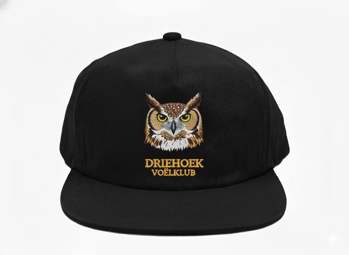 Driehoek Voëlklub cap, with a Spotted Eagle-Owl