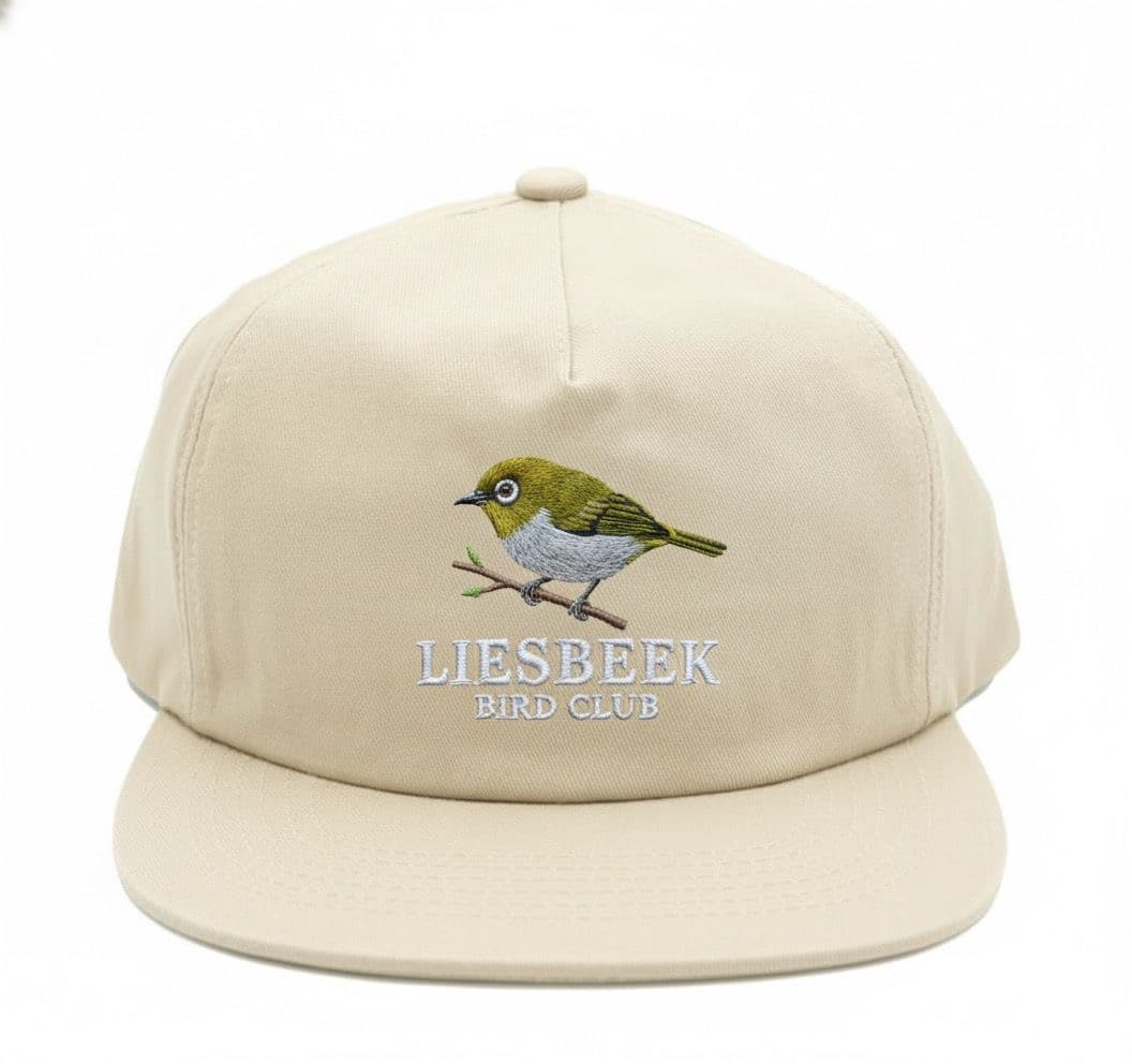 Liesbeek Bird Club cap, with a Cape White-eye